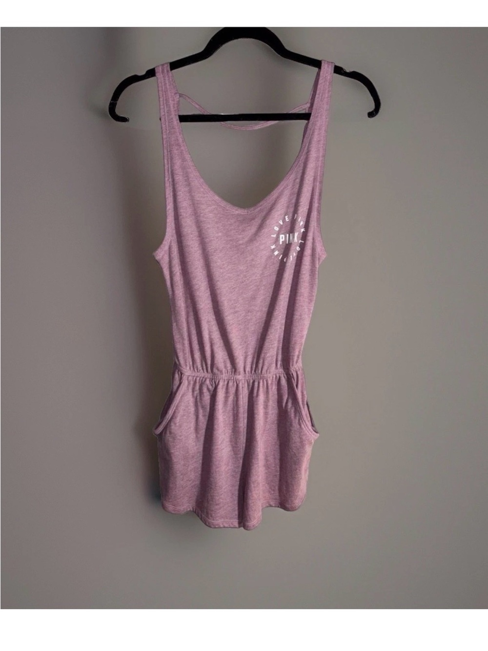Victoria’s secret PINK supersoft Romper jumpsuit shorts tank logo XS